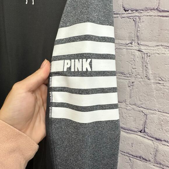 PINK Victorias Secret Ultimate Collection Hoodie Gray Pullover Thumb Holes Large - Picture 5 of 12